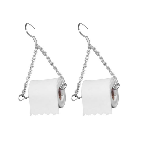 Ladies Funny Roll Toilet Paper Silver Drop Earrings for Women Jewelry Gifts